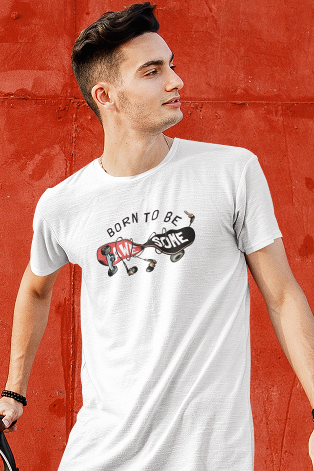 Born To Be Awesome Skater Graphic Tee Shirt