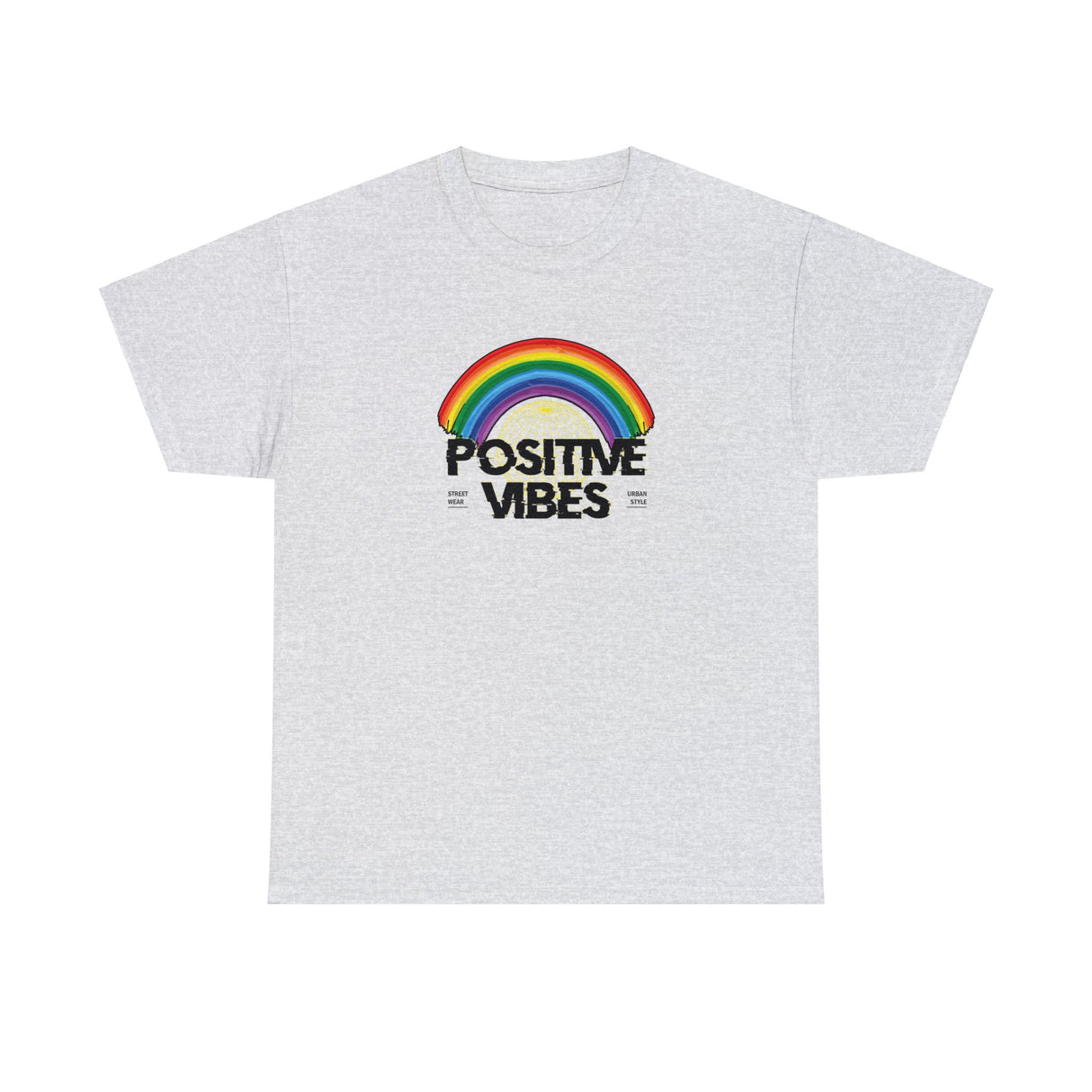 Positive Vibes Rainbow Graphic Tee Shirt