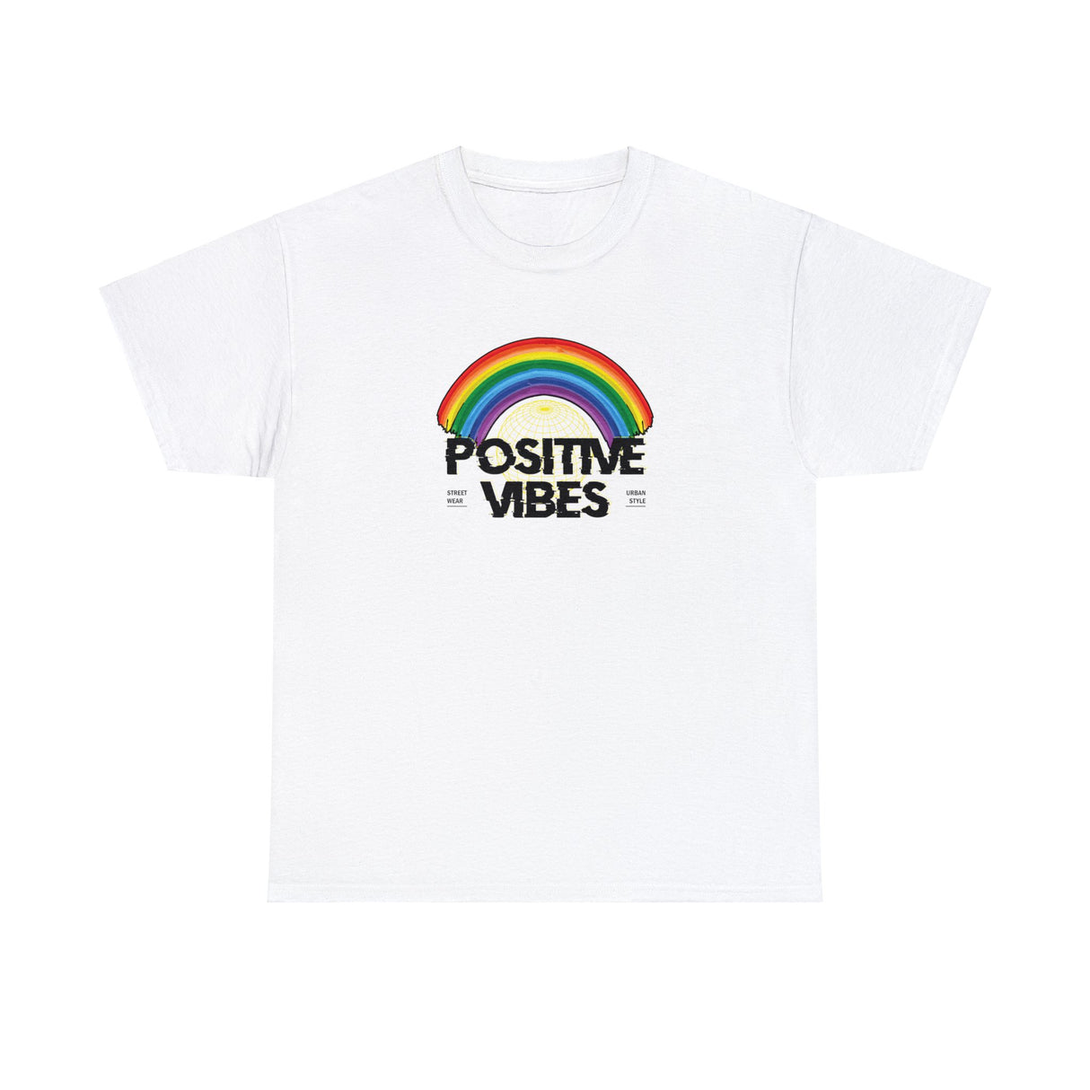 Positive Vibes Rainbow Graphic Tee Shirt