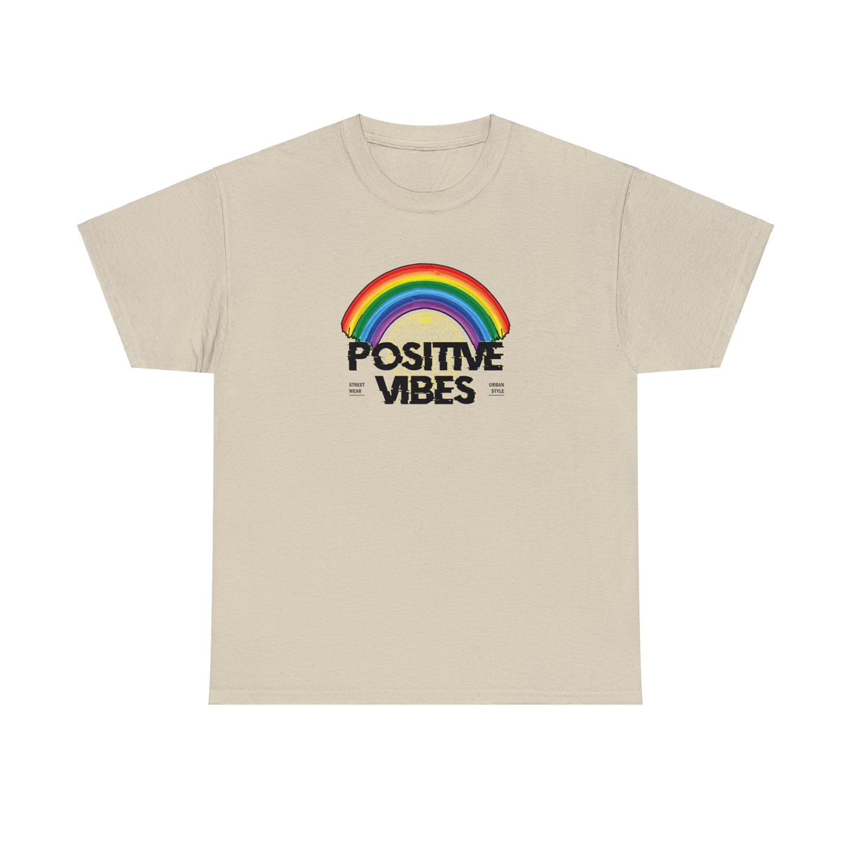 Positive Vibes Rainbow Graphic Tee Shirt