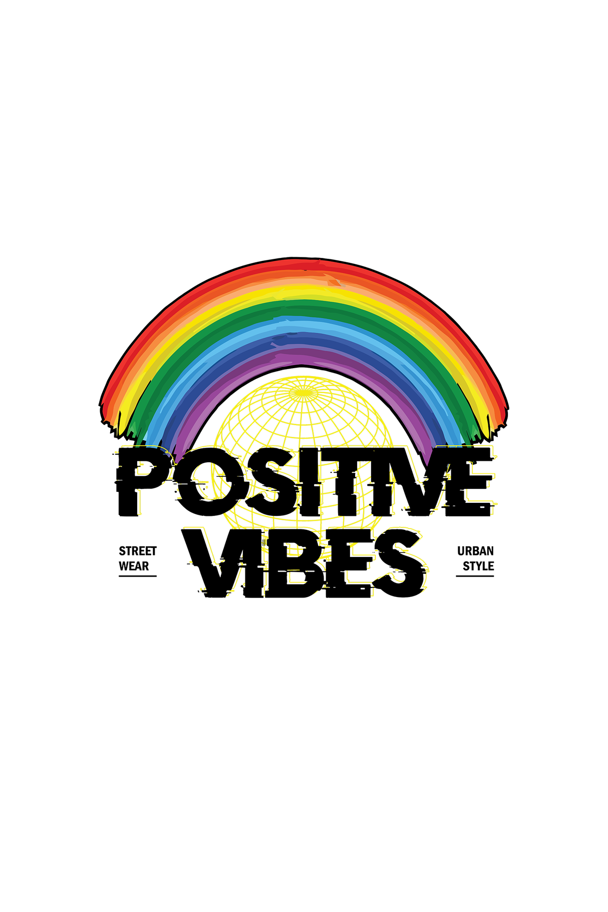 Positive Vibes Rainbow Graphic Tee Shirt