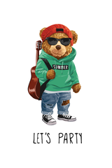 Let Party Summer Teddy Bear Graphic T Shirt